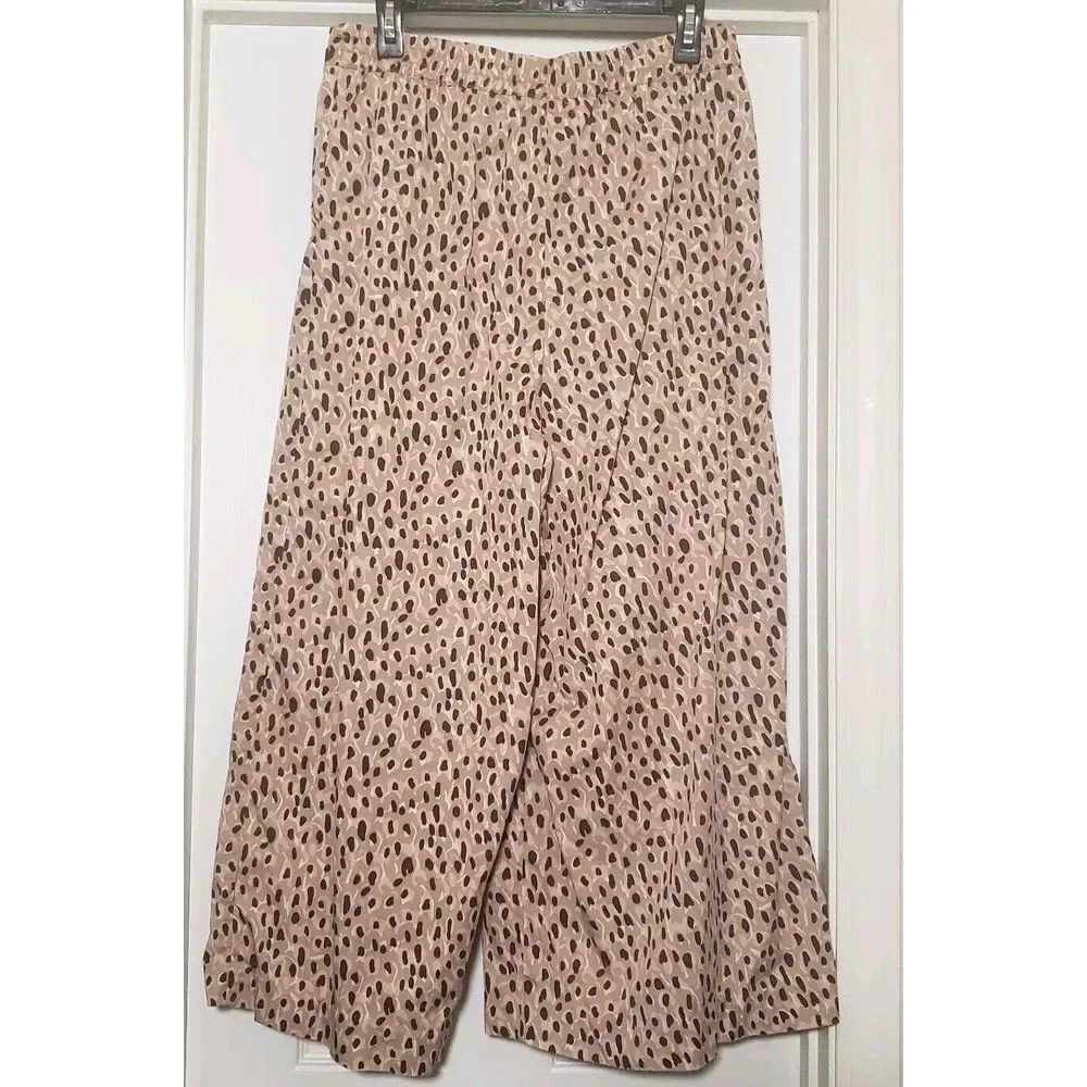 Anthropologie Pleated Wide Leg Cropped Pants Women's Size‎ Medium Pink Culotte